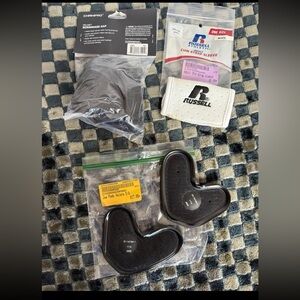 NEW football jaw pads chin strap and scrimmage cap  bundle